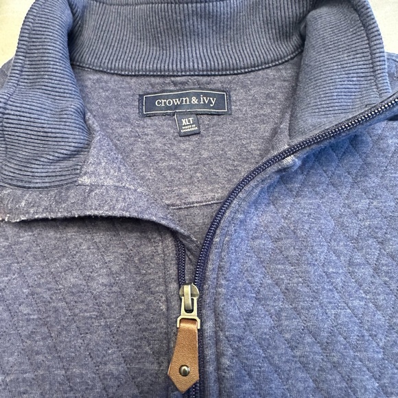 Crown & Ivy Blue, quilted, long sleeve, quarter zip shirt XLT - Picture 3 of 4